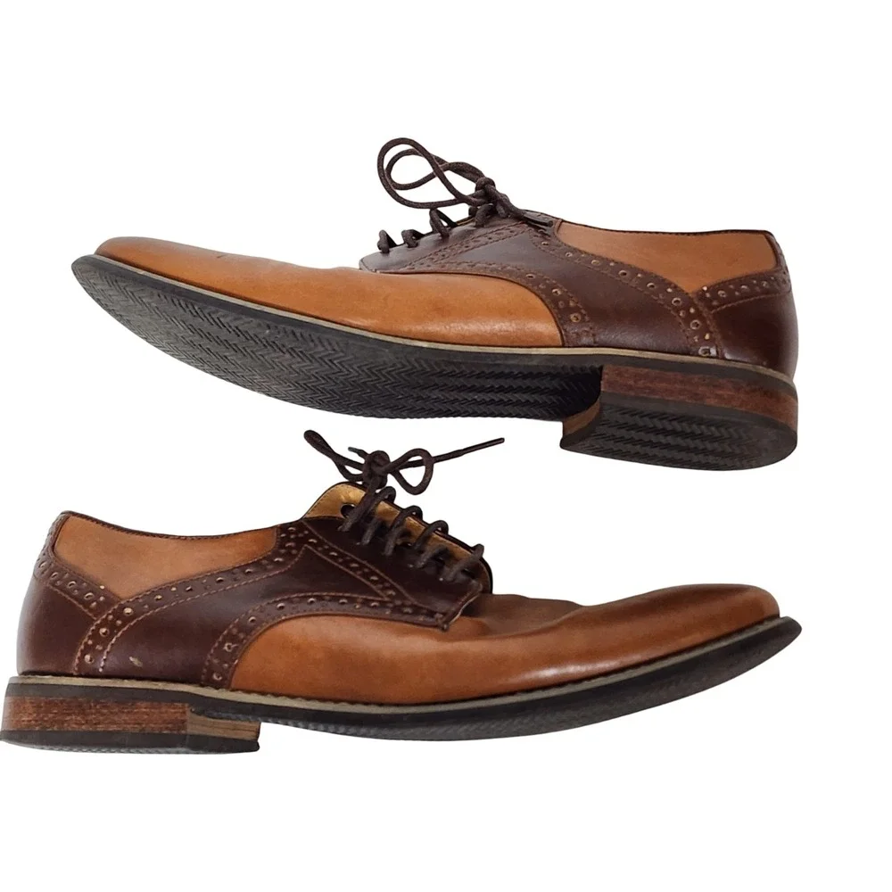 Drexlite Hunter Mens Brown Two Tone Wingtip Brogue Oxford Dress Shoes Size 10M